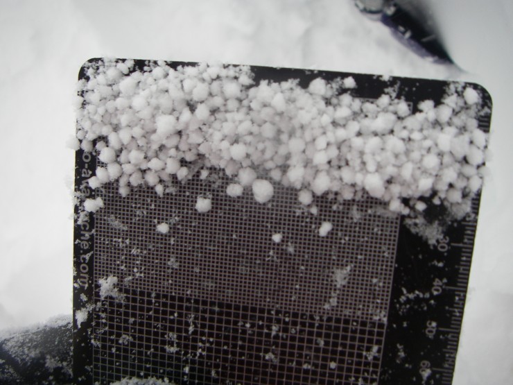 Two buried layers of graupel were found at the snowpit site.