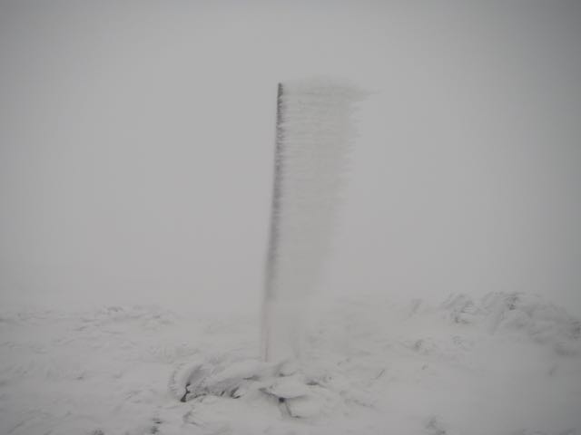 Its a sign! Heavy riming on the 'Flypaper' sign at Glencoe Ski Centre. 