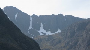 Glencoe today, some firm icy snow still possible in highest N and E corries