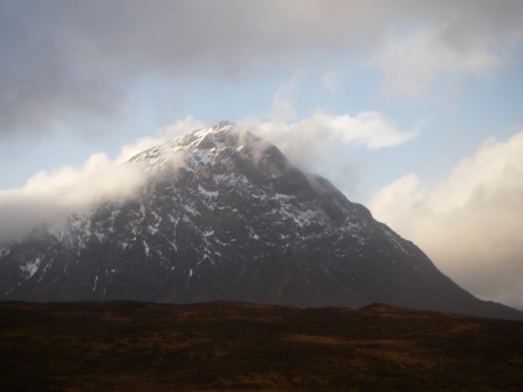 Sunlight on the Buachaille as the weather cleared later.