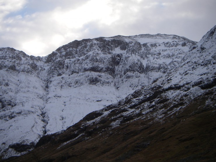The West face of Aonach Dubh(NW facing) showing quite a plastering of snow.