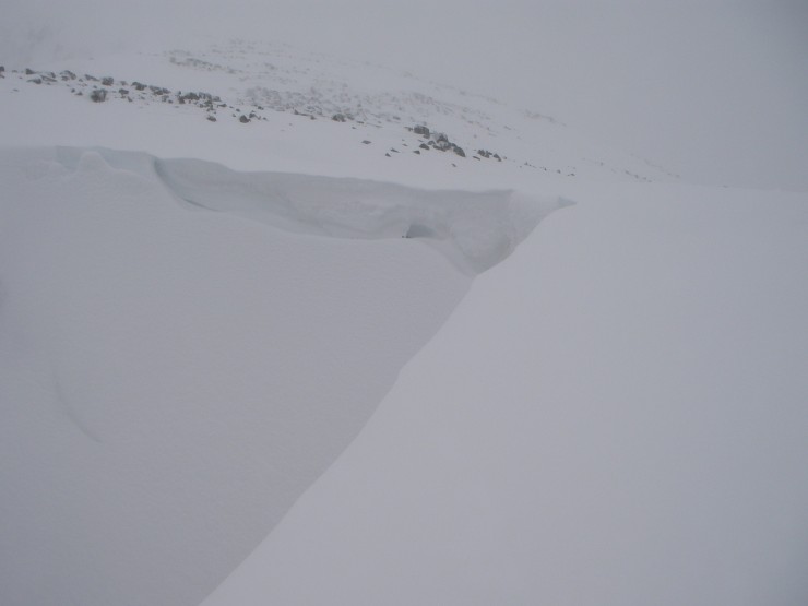 The Lochans  cornices are starting to build - this is the top of SC Gully.
