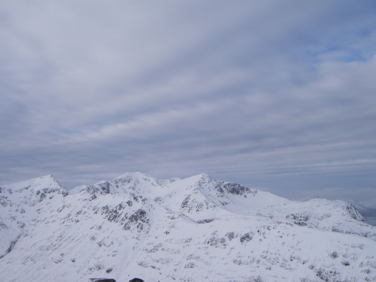 A wintry sky over the Bidian massif-plenty of snow in Coire nan Lochan