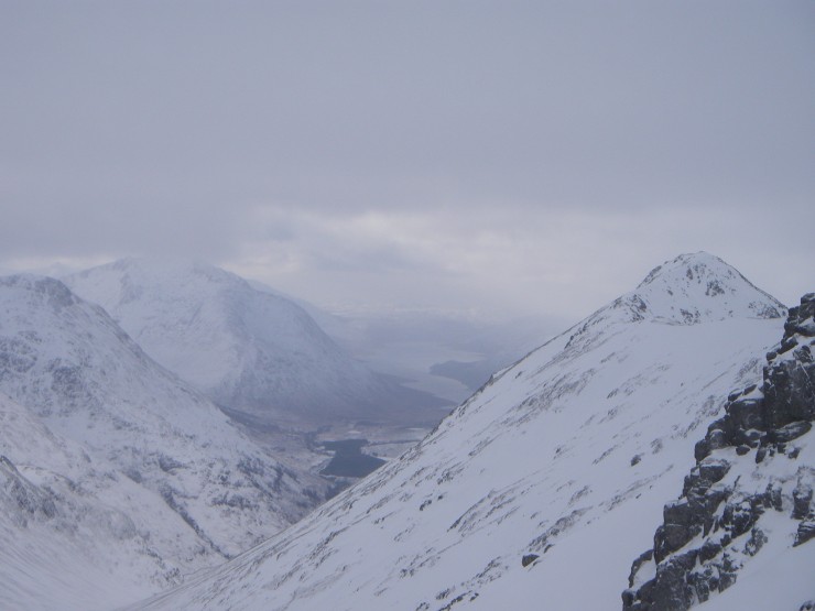 The sky cleared to give a good view down Glen Etive-Ben Starav looming above the loch
