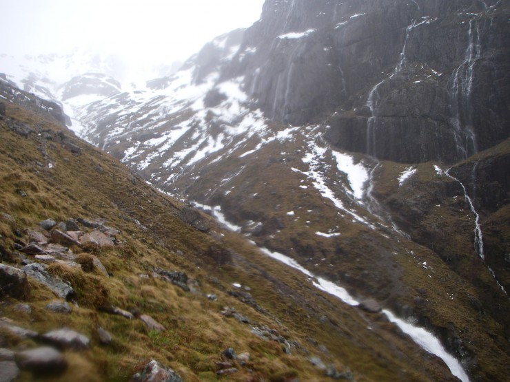 The burn out of Coire nan Lochan was an impressive torrent.