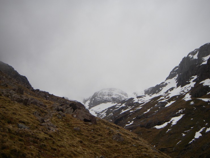 Not much to see, looking up to Stob Coire nan Lochan, first thing.