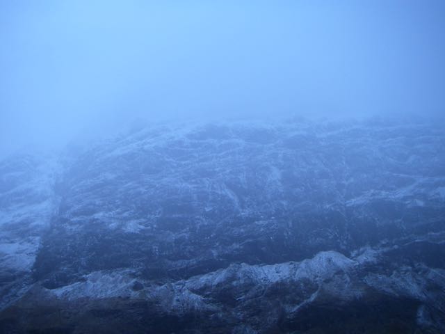 West face of Aonach Dubh in the gloom.