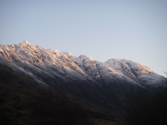 Aonach Eagach ridge under fresh snow