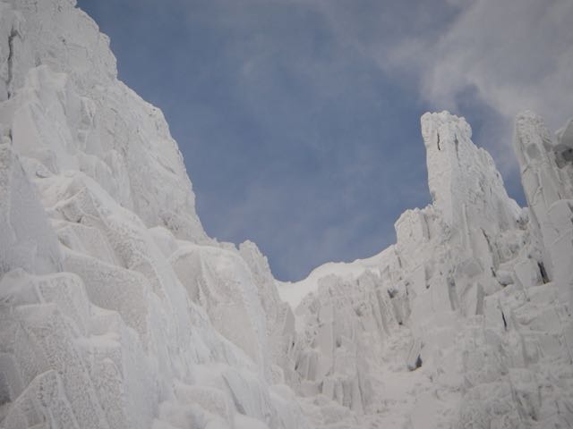 A cornice starting to form above North Gully