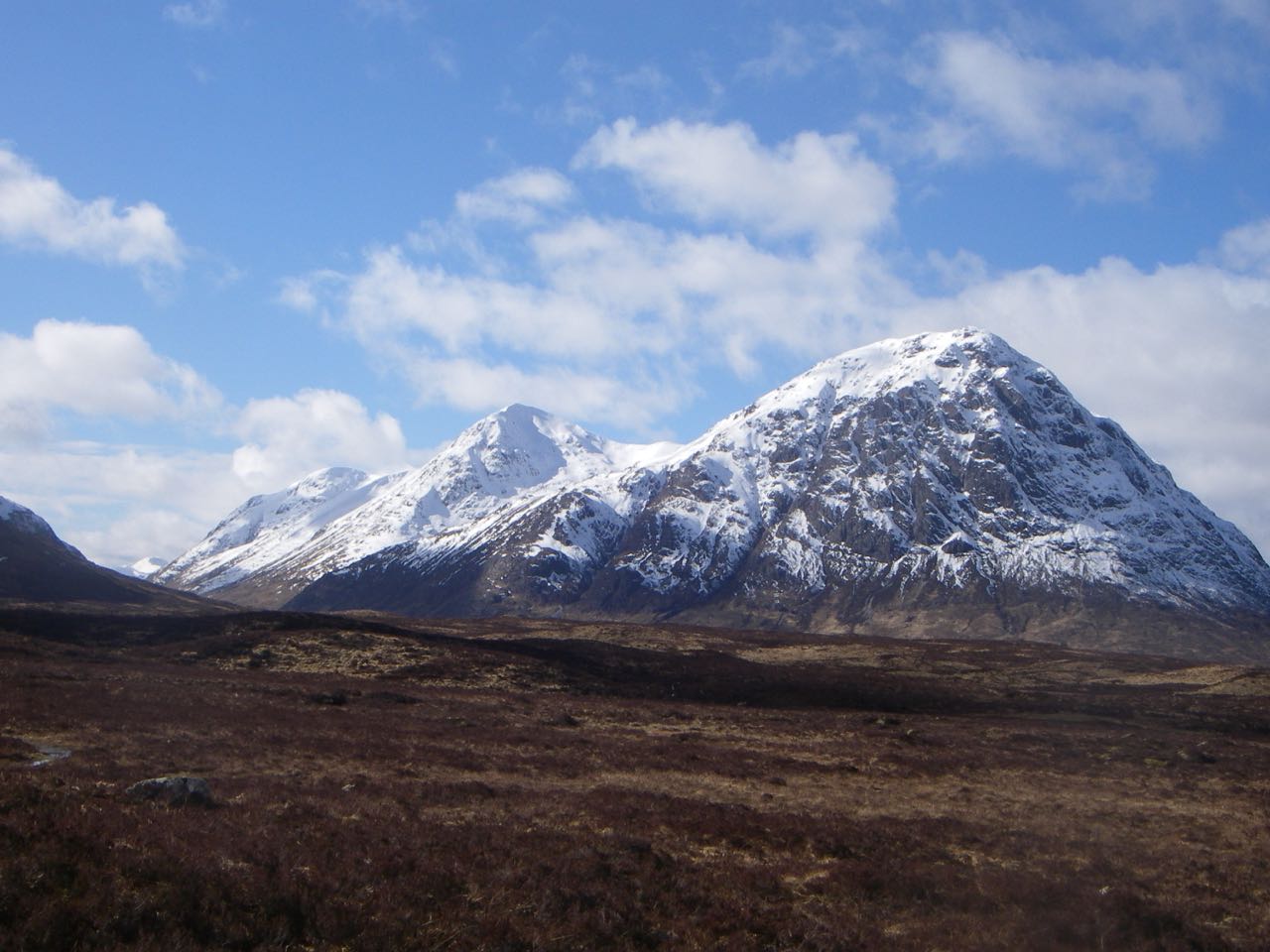 Looking the full length of the Buachaille Etive Mor ridge from Blackrock Cottage.