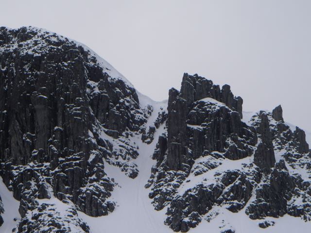 Still a substancial cornice above North Gully in Coire nan Lochan