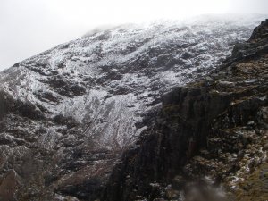 Rain sleet and snow on the higher slopes