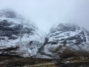 Milder in the glen, snow showers on high ground.