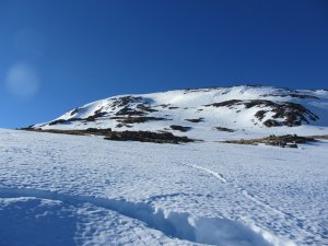 Icy snowpack ::: crampons advisable ….