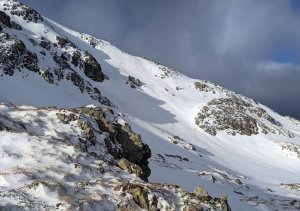 Re-Frozen snowpack.