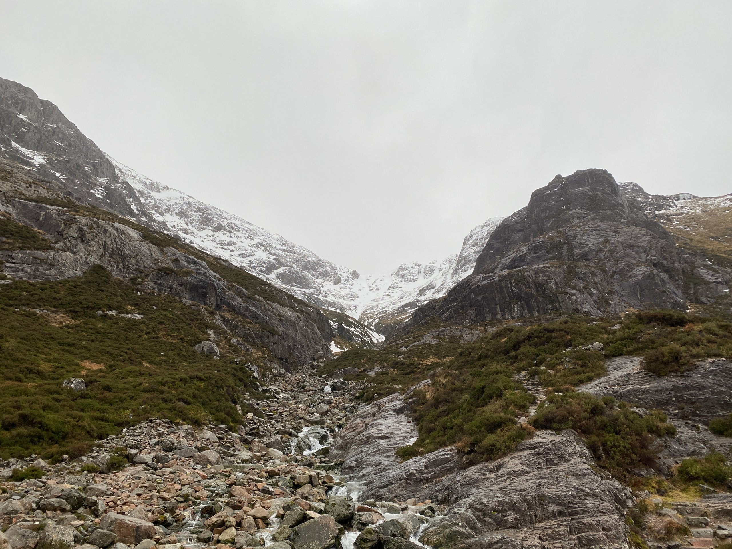 Looking up Coire na Tulaich, as the rain was coming in at lunchtime.