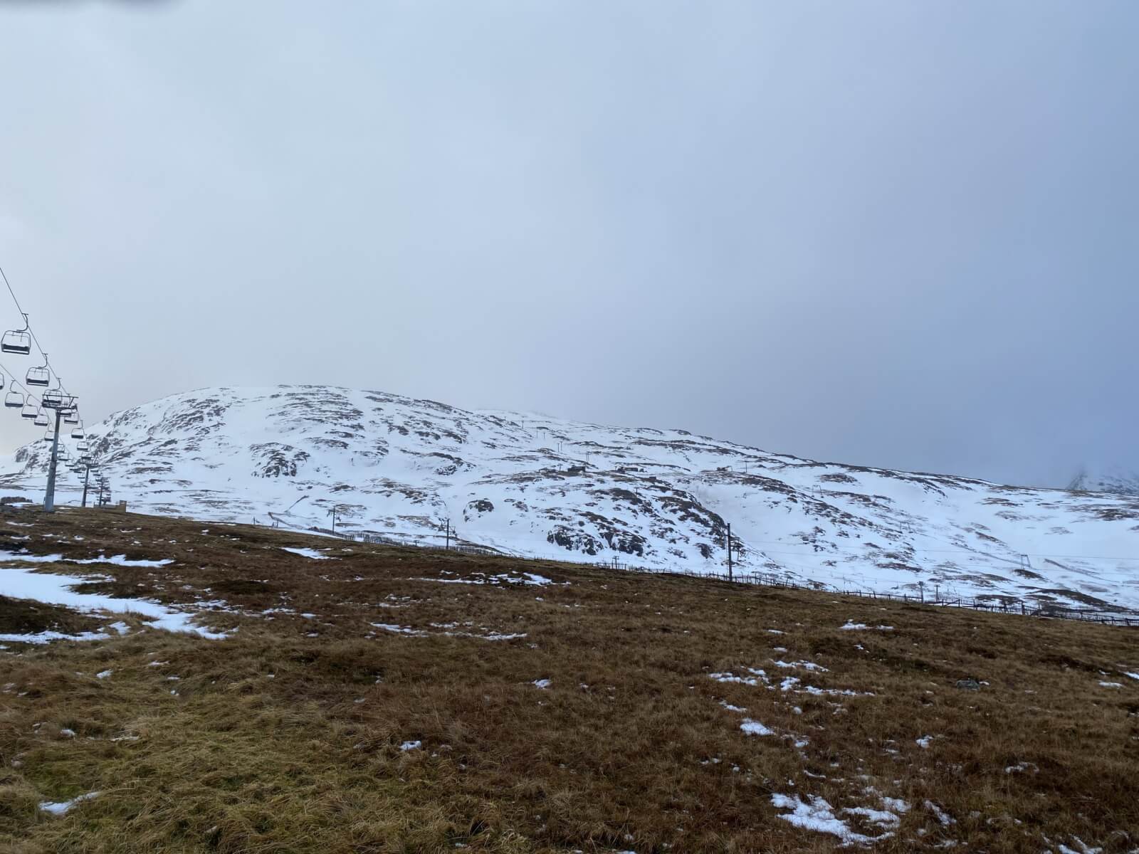 Looking up to the upper ski area on Meall a Bhuiridh.